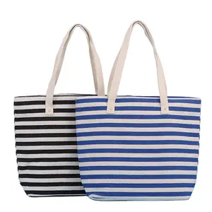 Creative striped gift canvas bag wholesale fashion shopping storage cotton bag students tutorial storage canvas bag