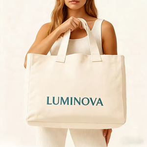 Bolsa <span class=keywords><strong>de</strong></span> Mano <span class=keywords><strong>de</strong></span> Lona Extra Grande Personalizada con Logotipo Impreso, Bolsa <span class=keywords><strong>de</strong></span> Compras Reutilizable Ecológica, Bolsa <span class=keywords><strong>de</strong></span> Hombro para Uso Diario, Trabajo y Viajes - Product Image 1