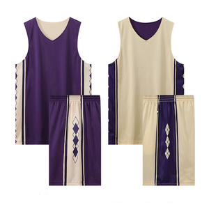 Uniforme de basket-ball réversible et respirant en polyester, vente en gros d'usine, ensemble de maillots de basket-ball professionnels personnalisés, couleurs personnalisées - Product Image 1