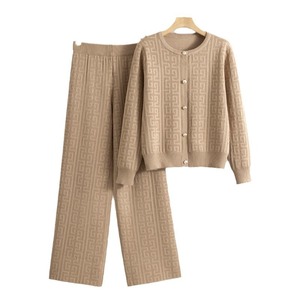 <span class=keywords><strong>Tuta</strong></span> B41040-1 per sport e tempo libero in maglia donna autunno e inverno cardigan alla moda maglione pantaloni larghi set due pezzi - Product Image 6