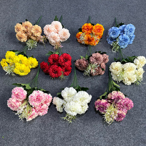 9 Tiges de fleurs artificielles de marigold moulées par injection pour mariage, vente en gros, ornements floraux haut de gamme pour salon - Product Image 2