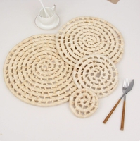 Vente chaude Design créatif de haute qualité écologique feuille de maïs naturel décoratif Table ronde Style bohème napperon