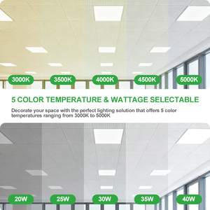 1x4 2x2 2x4 LED Panel plano Luz Caída de techo 3000K 4000K 5000K Panel de luz seleccionable 30W 40W 50W Opciones Luces de panel LED - Product Image 3