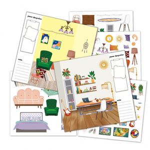 Libro de Actividades de Pegatinas 3D para Niños, Decoración del Hogar, Diseño de Interiores, Pegatinas Reutilizables para Colorear, Miniaturas para Habitaciones Interiores - Product Image 4