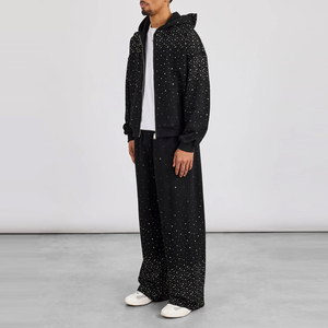 Chándal Personalizado con Cremallera y Pedrería para Hombre, Informal, de Secado Rápido, Transpirable, Ligero, con Capucha, de Alta Calidad, para Entrenamiento Deportivo de Invierno - Product Image 2