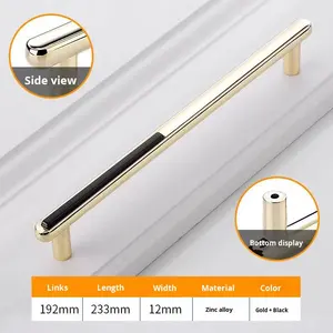 مقابض أبواب وخزائن وأدراج من سبائك الزنك الأبيض على الطراز الأوروبي، صغيرة وعصرية وبسيطة وفاخرة باللون الذهبي - Product Image 6