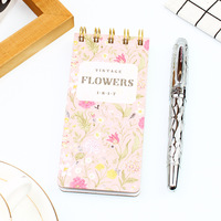 Carnet d'étudiant mignon format A7 avec motif floral frais, couverture en papier à spirale portable