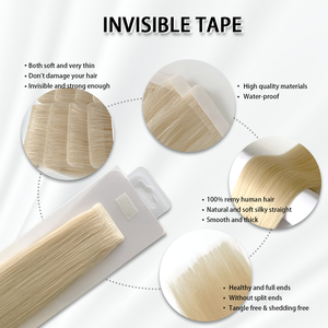 Extensions de Cheveux Russes Invisibles à <span class=keywords><strong>Bande</strong></span> <span class=keywords><strong>Adhésive</strong></span> Double Tirage Gros Blonds Humains Double Face Remy à Ruban - Product Image 5