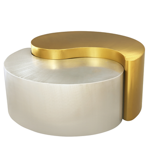 Mesa de Centro Decorativa de Estilo Moderno y Contemporáneo con Estructura de Acero en Dorado y Plateado para Sala de Estar - Product Image 1