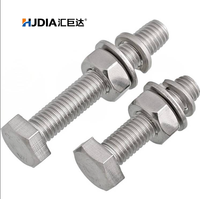 Vis hexagonale en acier inoxydable SS304 plaqué A2-70, à tête hexagonale allongée et filetage long, pressée à chaud, pour la construction