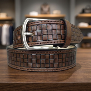 Ceinture en cuir de buffle véritable de style européen vintage, artisanat indien, légère, écologique, imperméable, avec boucle en acier - Product Image 1