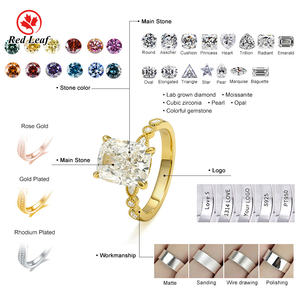 レッドリーフカスタム 10K 14K 18K 純金 IGIレポート付き 1カラット 3カラット DEF VVS クッションカット ラボグロウンダイヤモンド 婚約指輪 結婚指輪 パーティー用 - Product Image 4