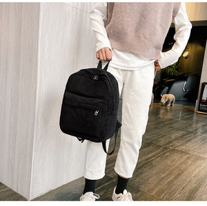 In Stock <strong>Corduroy</strong> Women Soft Bagpack Striped Cord Student School <strong>Backpack</strong> Girls Daily Casual Bag - Product Image 6