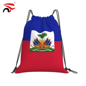 Football Gifts Custom Reusable Haiti Products Drawstring Bag Backpack Waterproof Polyester Sportpack with Printed Logo