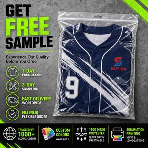 Maillot de baseball personnalisé en gros, impression à effet pinceau, séchage rapide, respirant, boutonné, en polyester, uniforme d'équipe par sublimation - Product Image 5