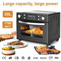 Four à friture sans huile grande capacité 30L 1700W, four à air multifonction pour la cuisson et la rôtissure à domicile