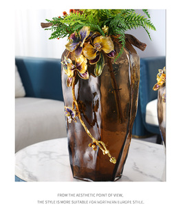 Vase en émail de luxe léger, décoration créative pour la maison, salon, entrée, ornement en métal peint à la main - Product Image 3