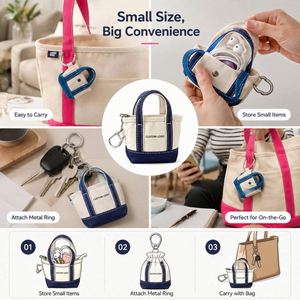 Customizable Mini Tote Shaped <b>Keychain</b> Custom Pattern Bag Charm Pendant Accessory for Backpack Car Key Multi Purpose Party Gift - Product Image 3