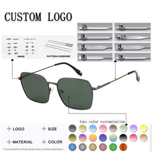 Gafas de sol rectangulares con montura completa, montura dorada, lentes marrones, unisex, 100% protección UV, para adultos - Product Image 2