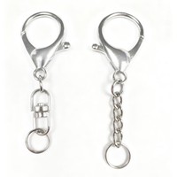 Chaîne d'extension porte-clés en alliage d'argent en forme de C avec fermoir mousqueton, mini connecteurs griffe de homard, accessoires de porte-clés en vrac, pendentif