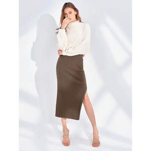 2025 Women's Bodycon Knitted Midi <b>Skirt</b> <b>Elastic</b> High-<b>Waisted</b> Pencil <b>Skirt</b> Ruffles Bow Breathable Digital Print Spandex - Product Image 2