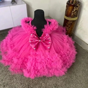 Abiti da festa per bambine con perle, volant e perline, abiti da damigella viola per bambini, abiti da ballo per servizi fotografici - Product Image 2