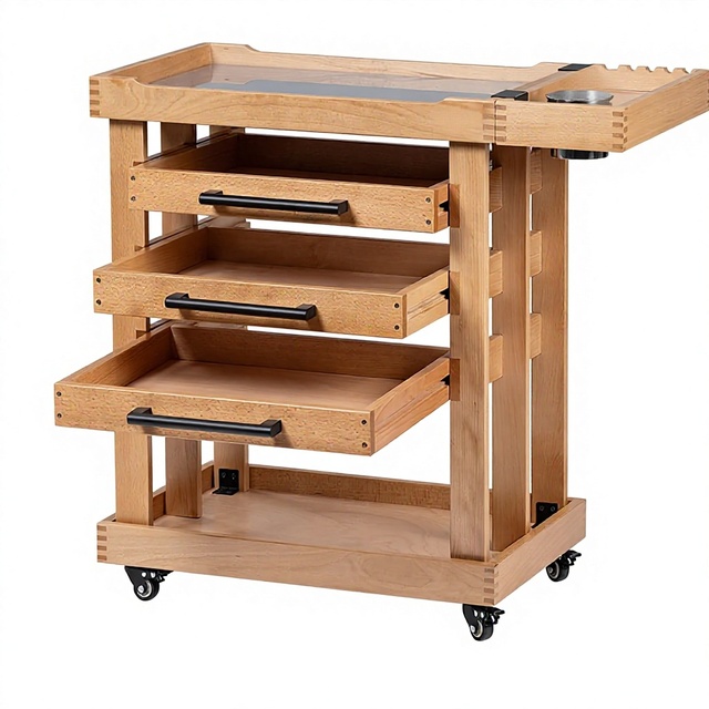 Light Brown Art Supplies Storage Cart 5-Tier Utility Rolling Cart with 3 Drawers Craft Organizer 4 Wheels