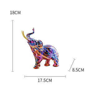 Scultura di elefante colorato resina animale statua ornamenti casa soggiorno portico armadietto del vino desktop decorazione moderna - Product Image 5