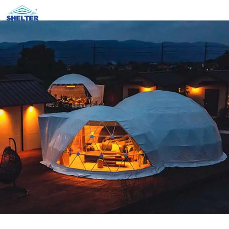 Round Soundproof Waterproof Outdoor Resort Luxury Camping Hotel Houses Prefab Glamping Geodesic Dome Ball Tent