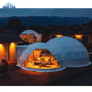 خيمة على شكل قبة جيوديسية جاهزة الصنع لمنازل فنادق التخييم الفاخرة ومنتجعات الفنادق في الهواء الطلق دائرية ومقاومة للصوت ومضادة للماء