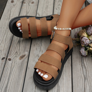 Sandales romaines tissées grande taille pour femmes, style européen et américain, nouvelle collection été, plateforme ajourée, bout ouvert, sandales de plage, vente en gros - Product Image 2