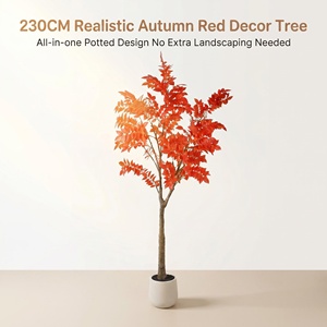 Árbol de Pera Artificial Amarillo de 230 cm con Hojas Rojas en Maceta, Planta Realista para Decoración de Interiores de Hogar u Oficina - Product Image 2