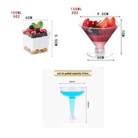 Gobelets à dessert en plastique transparent pour yaourts, parfaits, amuse-gueules, puddings, mousses, parfaits
