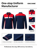 Polo en Coton Mélangé Homme – Nouveauté Tendance – Polo de Golf PIQUE Brodé à Manches Longues – Uniforme Élégant
