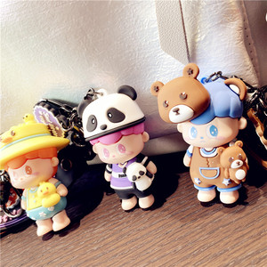 Dibujos animados triste pequeño llorón con oso llavero lindo llanto bebé llevar Animal figura llavero mochila colgante - Product Image 3