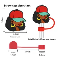 Accessoires de mode réutilisables pour pailles : Capuchons de paille en silicone noir de 10 mm, motif Black History, pour gobelets à boire – Vente chaude
