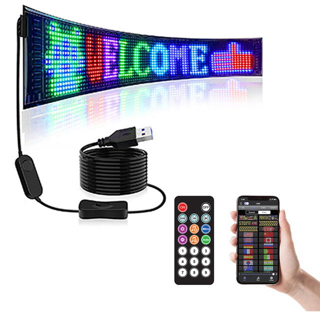 Bright Scrolling Advertising LED Sign, 1696 Series Remote Control Version Bluetooth App Controlled LED Car Sign