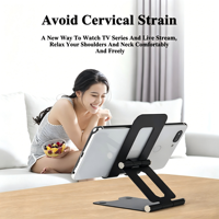 Support de téléphone et tablette pliable en métal personnalisé avec coussinets en silicone antidérapants, support de téléphone portable compact et mains libres