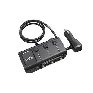 ที่ชาร์จในรถยนต์แบบสากล 12-24V พร้อมจอแสดงผล LED อะแดปเตอร์ชาร์จไร้สาย USB Type-C พร้อมพอร์ตที่จุดบุหรี่ 3 ช่อง - Product Image 4