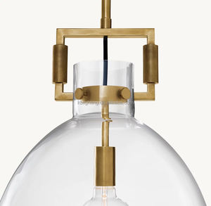 Lampu gantung kaca bingkai kuningan industri lampu tembaga untuk instalasi gantung ruang makan Pulau dapur - Product Image 5