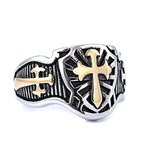 Anillos Cruzados <span class=keywords><strong>de</strong></span> Acero Inoxidable Estilo <span class=keywords><strong>Rock</strong></span> <span class=keywords><strong>and</strong></span> <span class=keywords><strong>Roll</strong></span> Punk, Anillos <span class=keywords><strong>de</strong></span> Sello <span class=keywords><strong>de</strong></span> Jerusalén para Uso Diario - Product Image 1