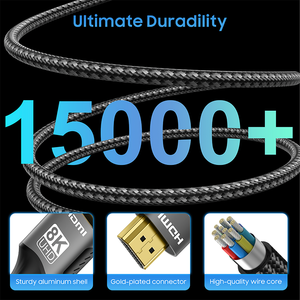 Câble <span class=keywords><strong>HDMI</strong></span> 2.1 8K <span class=keywords><strong>4K</strong></span> 120 Hz UHD en nylon tressé <span class=keywords><strong>HDMI</strong></span> 2.1 2.0 pour <span class=keywords><strong>Sony</strong></span> TV Xbox Gaming Monitor - Product Image 3