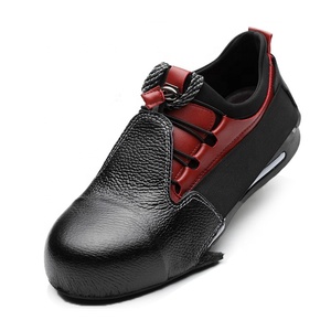 <span class=keywords><strong>Chaussures</strong></span> de sécurité anti-fracassantes en cuir noir à lacets bon marché pour les visiteurs avec bout en acier - Product Image 6