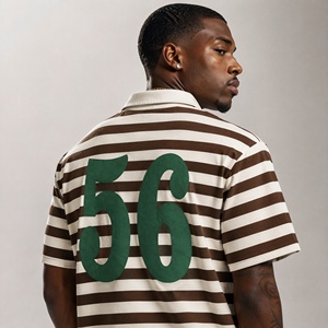Luxury Cotton <b>Stripe</b> Button up <b>Shirt</b> Personalized Embroidery Graphic Polo <b>T</b>-<b>shirt</b> Oversized Short Sleeve <b>t</b> <b>Shirt</b> <b>for</b> <b>Men</b> - Product Image 2