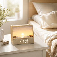 Réveil Lumineux LED 3D Effet Lever de Soleil 10W, Réveil Simulé, Horloge Numérique, Bruit Blanc, Haut-parleur Bluetooth, Prise USB, Chambre à Coucher