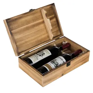 Venta al por mayor de fábrica y personalizar varios estilos de cajas de vino de almacenamiento de madera, Cajas de Regalo de vino de madera individuales y dobles