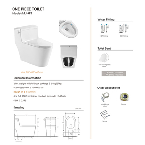 <span class=keywords><strong>WC</strong></span> monobloc de haute qualité d'usine, toilettes en céramique émaillée monobloc - Product Image 2