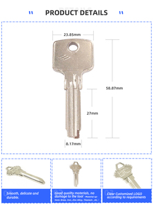 Solid Brass Rectangular Door Lock Cylinder with <strong>Custom</strong> <strong>Key</strong> - Product Image 2