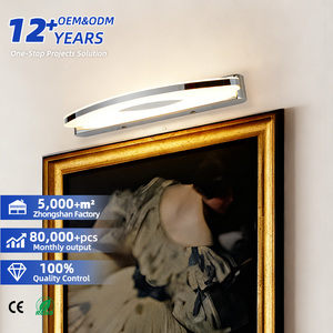 Nordic Modern Stainless Steel Make-up <b>Mirror</b> LED Dimmable Wall Lamp with High CRI 90 for Bedroom and Living Room Wall Mount - Product Image 1
