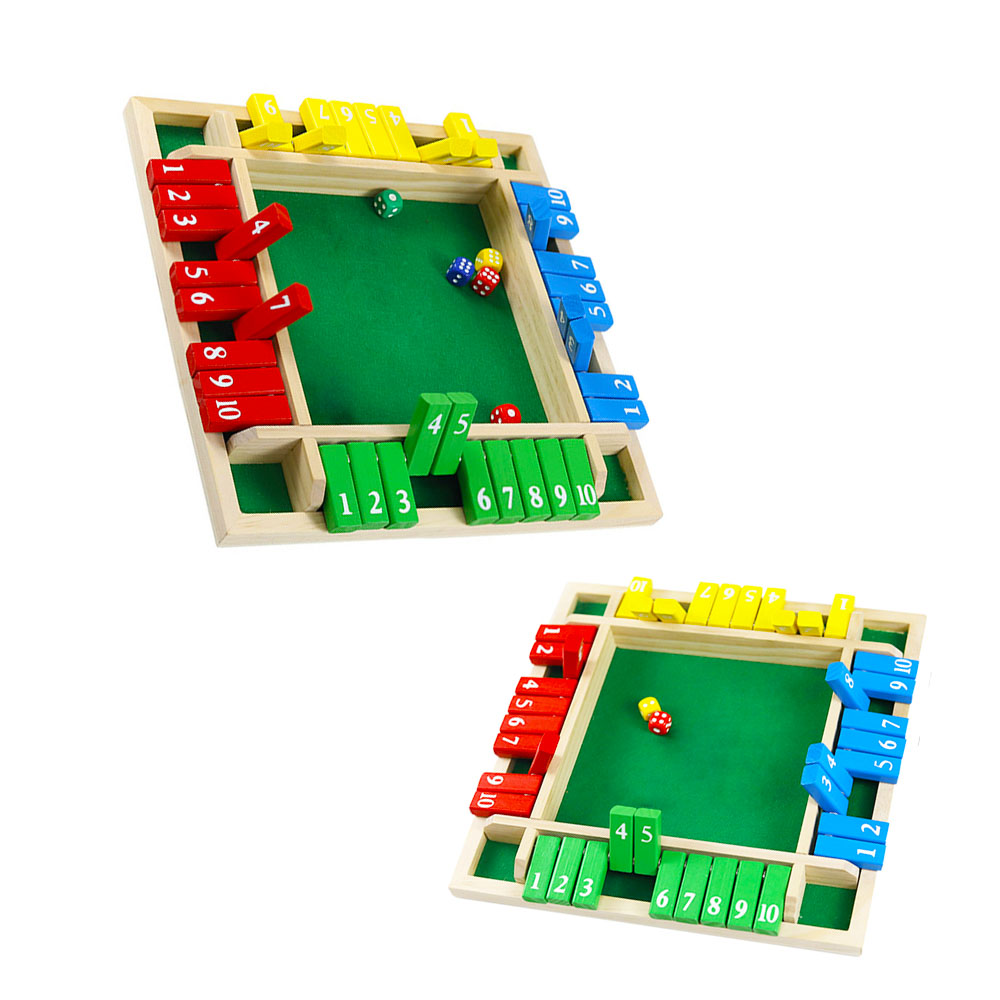 Juego De Mesa Shut The Box De Madera - Con Dados, Para 2-4 Jugadores - Ideal Para Niños Y Adultos, Ejercita Matemáticas Y Lógica